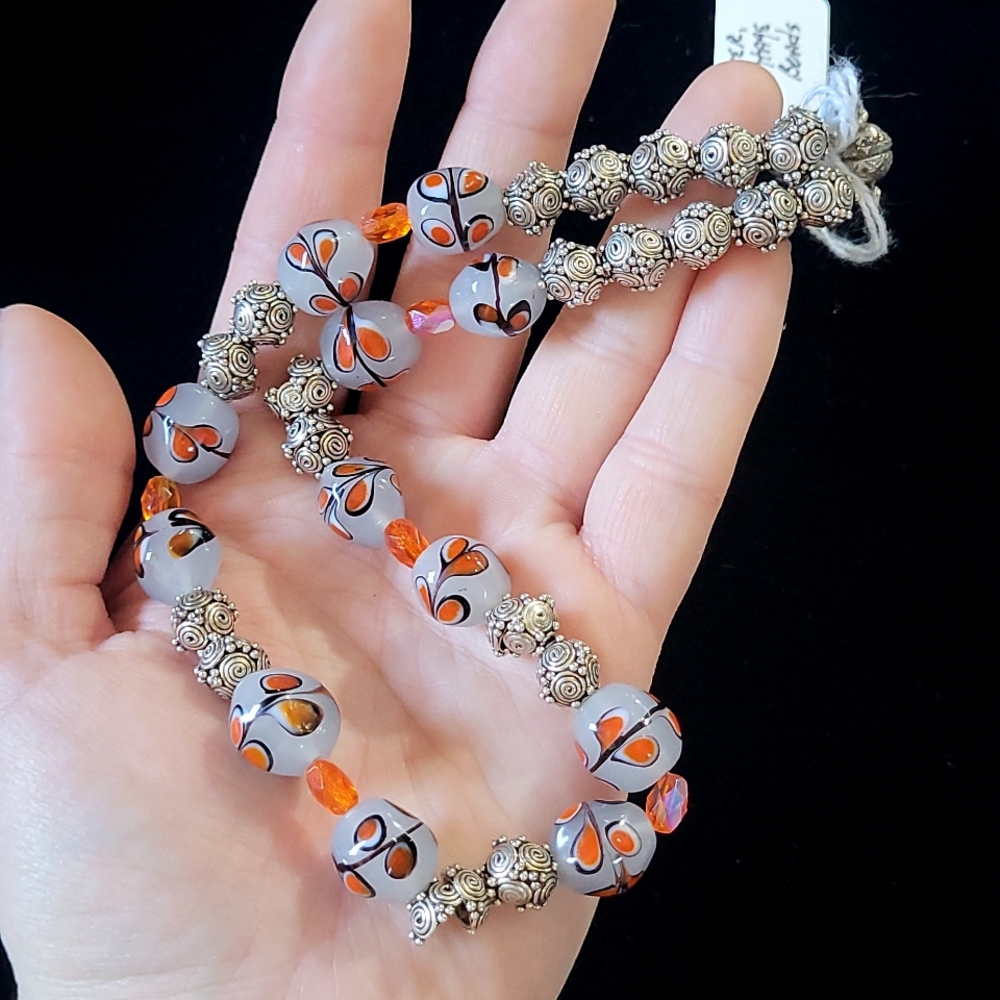 Vintage beads sterling silver necklace